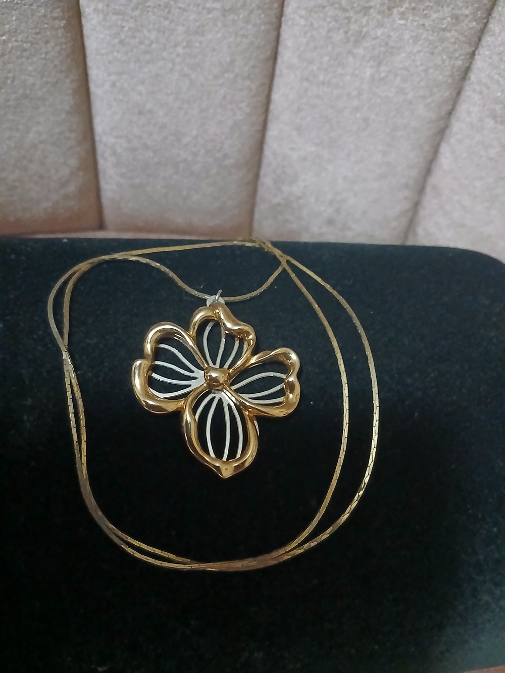 Gold & Silver Toned Floral Pendant Necklace